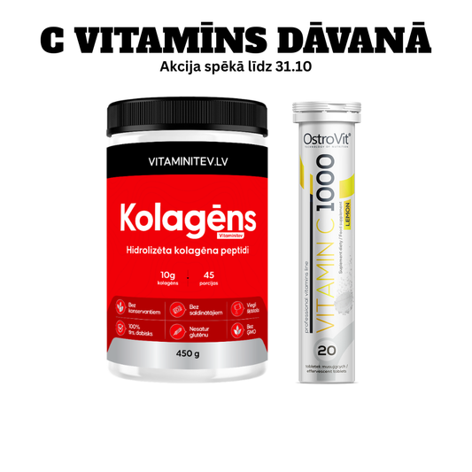 KOLAGĒNS + C VITAMĪNS DĀVANĀ (45 dienām)