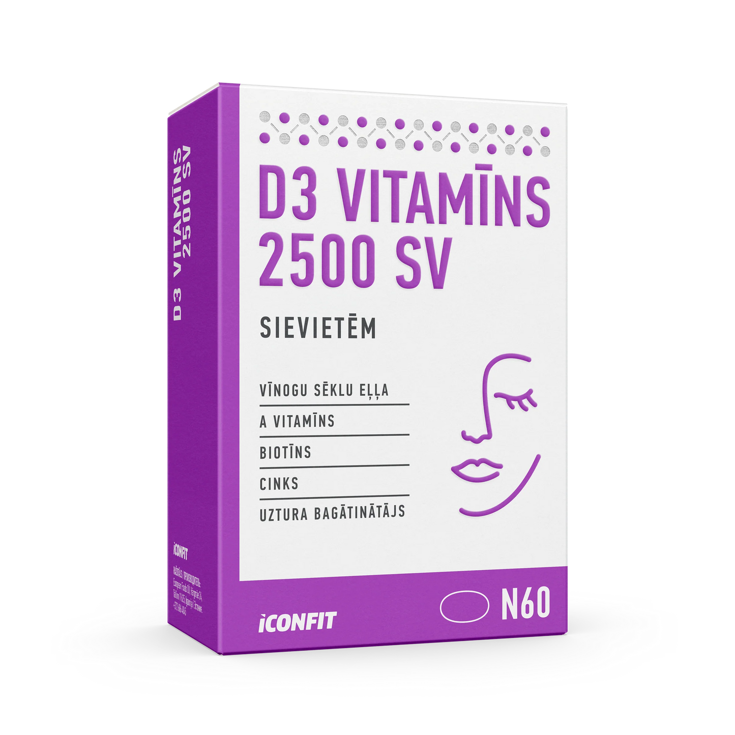 D vitamins sievietem ar biotīnu, cinku, A vitamīnu un vīnogu sēklu eļļu.