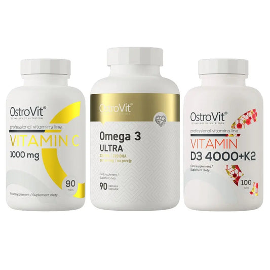 Omega 3, Vitamin D3 4000, Vitamin C